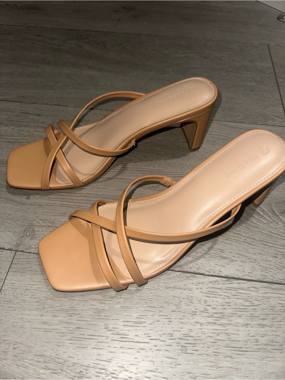 NWOT The Drop Strappy Square-Toe Mule Heels in Nude size 10 - Picture 2 of 6